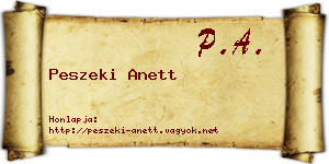 Peszeki Anett névjegykártya